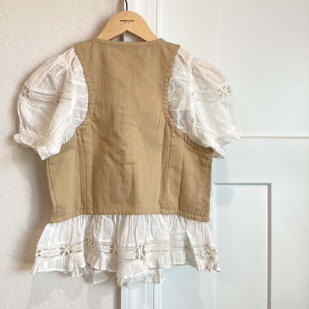 Anthropologie Puff-Sleeve Twofer Short-Sleeve Top NEW Small - Picture 10 of 15